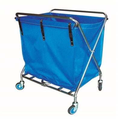 Rectangular stainless steel laundry trolley Blue bag 195L